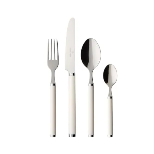 Villeroy und Boch Play White Pearl Tafelbesteck 24-teilig - 24-teiliges Besteckset für 6 Personen aus hochwertigem, rostfreiem Edelstahl mit elegantem weißen Kunststoffgriff, ideal für festliche Anlässe und den täglichen Gebrauch.