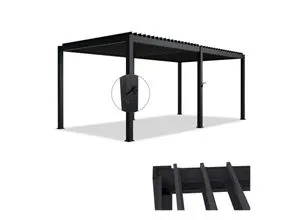 Juskys Lamellendach Tahiti 3x5,9 m - Stabil & Wetterfest - Pavillon mit modernem, elegantem Design; wetterfestes Stahlgestell, flexibles Lamellendach für perfekten Sonnenschutz und Regenableitung; ideal für Garten & Terrasse.