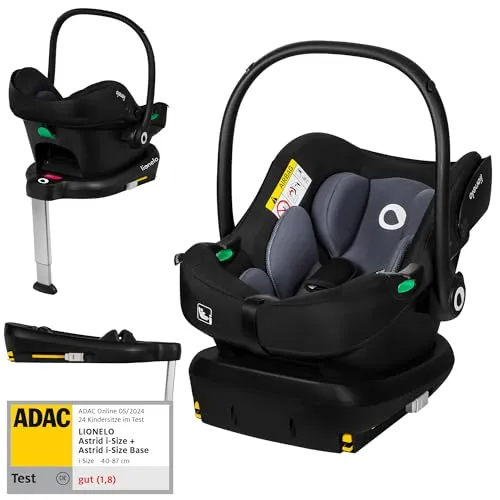 LIONELO ASTRID i-Size SET Kindersitz mit Basis - Kindersitz mit ISOFIX-Montage, 5-Sterne-Sicherheitstest, ultraleicht und komfortabel mit Dri-Seat-Einlage für angenehmes Sitzen.