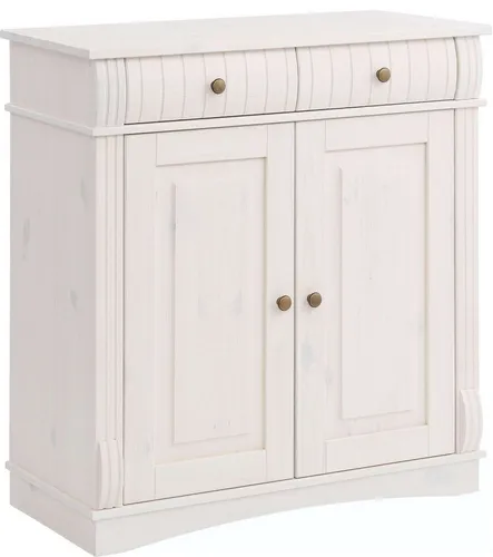 Kommode OTTO HOME "Teresa Sideboard mit 2 Schubkästen", stilvoll in Weiß - Elegantes Sideboard aus FSC-zertifiziertem Massivholz, ideal für dein Zuhause. Mit 2 Schubkästen und variabel einsetzbaren Einlegeböden bietet es praktischen Stauraum und setzt stilvolle Akzente.