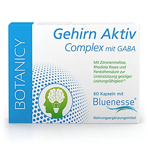 BOTANICY Gehirn Aktiv Complex - 60 Fokus Kapseln mit Vitamin B5 für geistige Leistung - Zitronenmelisse, GABA, Grüntee, Guarana u.v.m. - Alternative zu Konzentrations Tabletten - Vegan, Laborgepüft