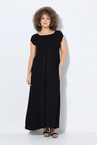 Ulla Popken Plus Size Smokkleid A-Linie schwarz - Freizeitkleider für Damen mit Carree-Ausschnitt und Halbarm, ideal für einen eleganten Look in großen Größen.