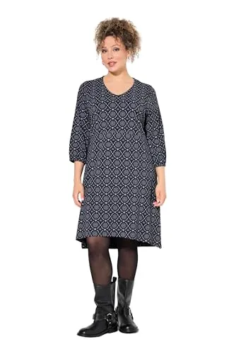 Ulla Popken Jerseykleid A-Linie V-Ausschnitt 54/56 - Kleider in A-Linie mit V-Ausschnitt, aus 100% Baumwolle, ideal für einen casual Look und angenehm zu tragen.
