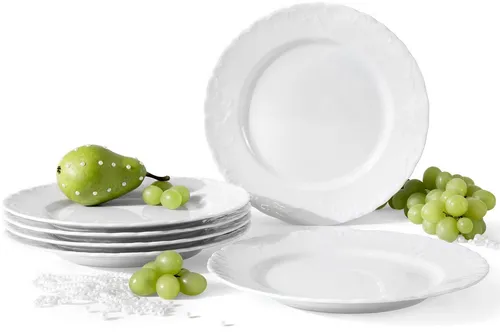 KONSIMO® Teller-Set CMIELOW ROCOCO, 6-teiliges Premium-Porzellan Geschirrset für 6 Personen - Elegantes 6-teiliges Teller-Set aus hochwertigem Porzellan in klassischem Design. Spülmaschinenfest und mikrowellengeeignet, ideal für den täglichen Gebrauch und besondere Anlässe. Perfekt für stilvolle Tischdekoration!