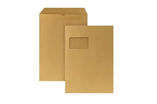 Versandtasche C4 mit Fenster selbstklebend, 250 Stück - braun - Versandtaschen, selbstklebend und mit praktischem Fenster für einfache Adressierung, ideal für den Versand von Dokumenten.