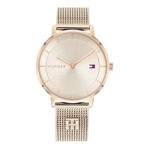 Tommy Hilfiger Quarzuhr TEA 1782287 - Elegante Damenuhr mit roségoldfarbenem Edelstahlarmband, spritzwassergeschützt und perfekt für jeden Anlass.