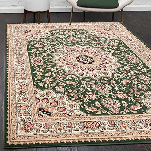 Mazovia Orientalischer Vintage Teppich - Kurzflor mit Medaillon - 200 x 300 cm für Wohnzimmer und Esszimmer - Hochwertiger Kurzflor-Teppich im orientalischen Stil, ideal für Wohn- und Esszimmer. Pflegeleicht, robust und ÖKO-TEX zertifiziert, sorgt er für Komfort und eine warme Atmosphäre.