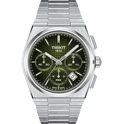 Tissot PRX Automatik Chronograph T137.427.11.091.00 – 100M Herren Uhr - Armbanduhren mit 100m Wasserdichtigkeit, elegantem grünen Zifferblatt und hochwertigem Edelstahlarmband – ideal für stilbewusste Herren.
