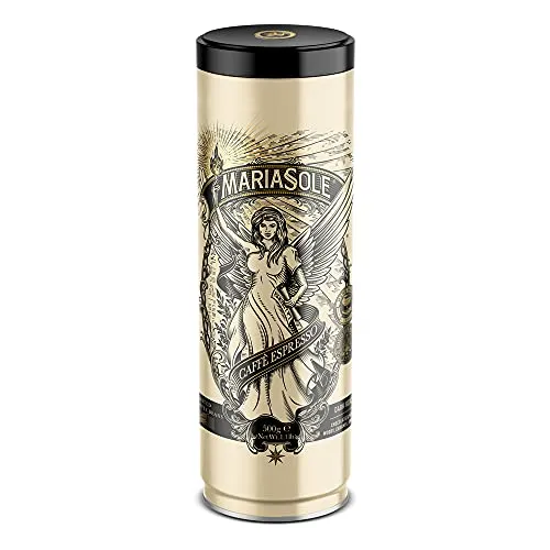 Mariasole Caffè Espresso Bohnen 500g in hochwertiger Kaffeedose - Traditionelle Röstung in Sizilien über Holzfeuer In Handarbeit - Premium Espressobohnen für Vollautomat und Siebträger