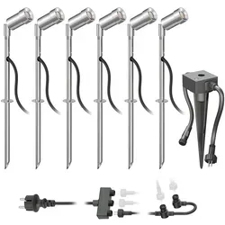 ledscom.de LED Gartenstrahler Spico mit Erdspieß und Dämmerungssensor – 6er Set warm-weiß - Energieeffiziente LED-Gartenleuchte mit 105 lm, spritzwassergeschützt (IP44) und flexiblem Erdspieß für einfache Montage. Ideal zur akzentuierenden Beleuchtung von Gartenwegen und Blumenbeeten.