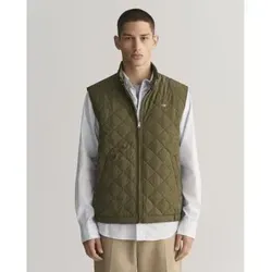 GANT Herren Gesteppte Windjacke Weste 7006341 in Grün (L) - Herren-Westen: Wasserabweisende, nachhaltige Weste aus 100% recyceltem Polyester mit Rautensteppung und gesticktem GANT-Logo, ideal für lässige Outfits.