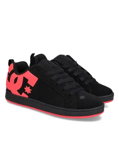 DC Shoes Court Graffik Damen Sneaker - Black Hot Pink, 36 EU - Damen-Sneaker aus hochwertigem Nubukleder mit gepolstertem Schuhkragen für extra Komfort und Atmungsaktivität dank Belüftungslöchern. Ideal für modebewusste Frauen.
