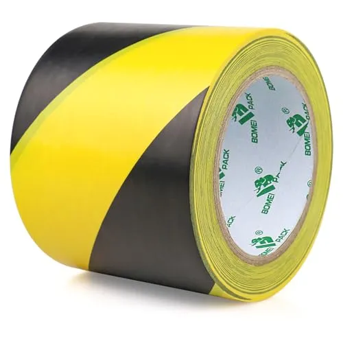 BOMEI PACK Warnklebeband Gelb Schwarz Warnband Gefahr Warnung PVC Für Bodenkennzeichnungen 33m (100mmx33m)