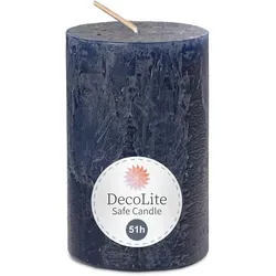 DecoLite: Rustic Stumpenkerzen 110/70 mm (Safe Candle) - 4 Stück - nachtblau