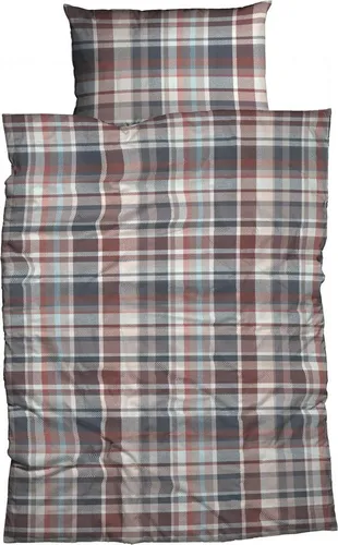 CASATEX Bettwäsche Silan, 3-teilig, rustikales Design mit markanten Karos - Bettwäsche aus hochwertigem Biber, 100% Baumwolle, mit warmen Farbtönen in beige und grau, pflegeleicht und OEKO-TEX® zertifiziert.