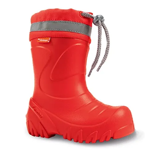 DEMAR. Eva federleichte Kinder Gummistiefel Mammut-S (26/27, Rot) - Leichte Gummistiefel für Kinder, gefüttert mit Wolle und ausgestattet mit praktischer Kordel und Stopper für optimalen Sitz.