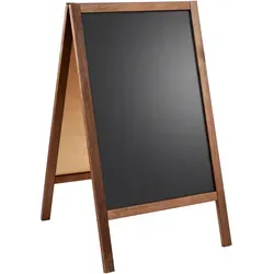 Kundenstopper WOOD-STOP Lite S – Doppelseitige Kreidetafel 44 x 66 cm - Attraktiver Kundenstopper aus braun gebeiztem Holz mit wiederbeschreibbarer Kreidetafel (44 x 66 cm) für Innen- und geschützten Außenbereich. Ideal zur individuellen Gestaltung Ihrer Werbebotschaften.