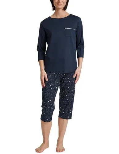 CALIDA Sweet Dreams 3/4-Pyjama Damen - Schlafanzüge für Damen aus 100% Baumwolle, hautfreundlich und atmungsaktiv für hohen Tragekomfort und natürliche Temperaturregulierung.