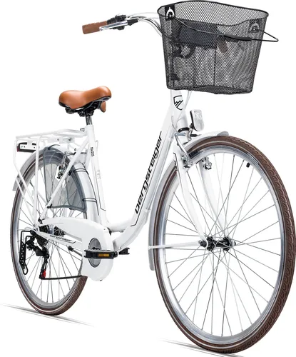 Bergsteiger Paris 26 Zoll Damenfahrrad - Damen-Citybike im stilvollen Retro-Design, ideal für Stadt und Land, mit 6-Gang-Schaltung, Korb und Fahrradlicht für optimalen Komfort und Sicherheit.