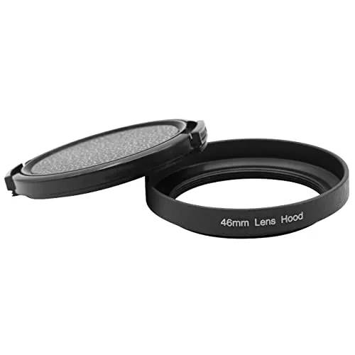 vhbw Gegenlichtblende kompatibel mit Panasonic Lumix G, G1, GF1, GH1 46mm Objektiv - Streulichtblende, Schwarz, Metall, rund