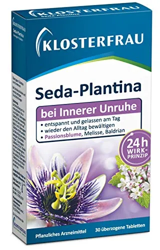 Klosterfrau Seda Plantina | 30 Tabletten | Baldrian Beruhigungsmittel | löst innere Anspannung & Stress | Entspannung für den Tag | pflanzliches Schlafmittel für erholsamen Schlaf | 24 h Wirk-Prinzip
