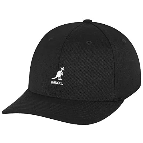 Kangol Wool Flexfit Cap - Fitted Baseballcap in Schwarz - Hochwertige Wollcap von Kangol, ideal für sportliche Looks. Flexibles Design mit 7 cm Schirmlänge und geschlossenem Rücken für perfekten Sitz.