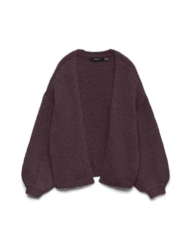 Strickjacke VERO MODA "VMMAYBE LS OPEN CARDIGAN GA REP" - Modische Damen Strickjacke in Winetasting-Rot, lockerer Schnitt mit Rippbündchen für optimalen Tragekomfort. Ideal für Büro oder Freizeit, pflegeleicht aus 100% Polyester.