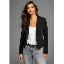 Stylischer Kurzblazer in Schwarz, Gr. 40 - Eleganter Blazer mit Revers und 2-Knopf-Verschluss, ideal für jede Gelegenheit. Leicht elastisch und gefüttert für optimalen Tragekomfort.