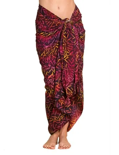 PANASIAM Sarong B008 - L in lila Tönen - Pareos & Strandkleider für Damen, handgefertigter Sarong aus hochwertiger Viskose, blickdicht und farbecht, ideal als Wickelrock, Kleid oder Schal, hergestellt unter fairen Bedingungen in Indonesien.