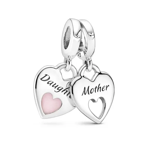 Pandora Charm Herzen "Mutter & Tochter" - Kettenanhänger aus 925/- Sterling Silber, perfekt als Geschenk für Mütter und Töchter, mit liebevollem Design.