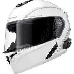 Sena Outrush R Helm ECE 22.06 weiß Gr. L 59/60 - Motorradhelm mit integriertem Headset für Musik, Navigation und Anrufe, plus effektives Belüftungssystem und integrierte Sonnenblende für optimalen Komfort.