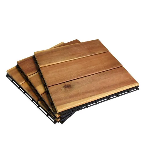 ESTEXO Terrassenfliesen Holzfliesen Stecksystem 30x30 cm - Terrassen- & Balkonfliesen aus massivem Akazienholz, witterungsbeständig und rutschfest; dank Klicksystem einfach zu verlegen und zu demontieren.