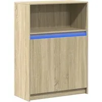 vidaXL Sideboard mit LED in Sonoma-Eiche, 72x34x100 cm - Moderne Kommode mit RGB-LED-Beleuchtung für stilvolle Akzente, aus hochwertigem Holzwerkstoff gefertigt und bietet viel Stauraum für deine Utensilien.