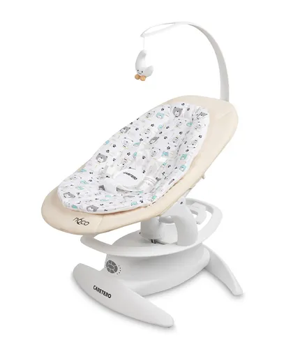 CARETERO NOCO Baby Wippe Elektrisch, Beige - Die CARETERO NOCO Baby Wippe vereint Schaukel- und Liegefunktion für Babys von 0-12 Monaten. Flexibel nutzbar mit 360° drehbarem Sitz und 5 Geschwindigkeiten für individuelles Wiegen. Ideal für zu Hause und unterwegs.
