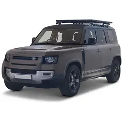 Land Rover Defender 110 L663 Slimline II Dachträger Kit - Gepäckträger für Land Rover Defender 110 L663 (2020 - Heute), einfach ohne Bohren montierbar, inklusive Windabweiser und Profilschienen für optimale Ausrüstungslagerung.