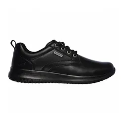 Skechers Men's Delson-Antigo Trainers, Schwarz - Herren-Sneaker mit komfortablem Oxford-Design, wasserdichtem, nahtversiegeltem Material und stylischen Leder-Overlay-Einsätzen für optimalen Tragekomfort.