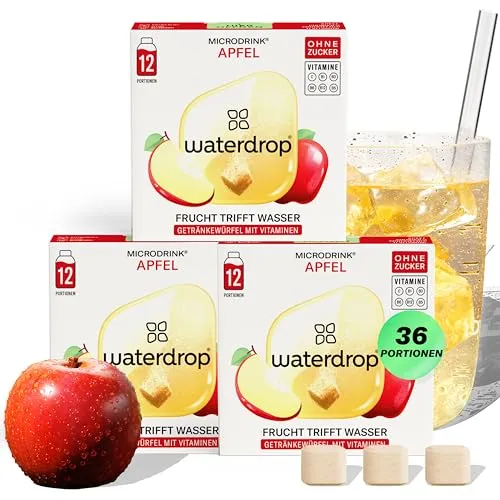 waterdrop® Microdrink Apfel - Zuckerfreier Durstlöscher - Getränkesirupe & Konzentrate, kalorienfrei und mit wertvollen Vitaminen, verwandelt dein Wasser in ein fruchtig erfrischendes Getränk - ideal für unterwegs!