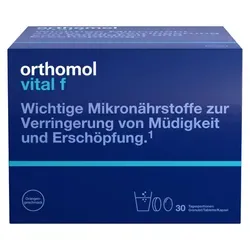 Orthomol Vital f Granulat/Tablette/Kapsel Orange 30er-Packung - Nahrungsergänzungsmittel mit wichtigen Mikronährstoffen zur Verringerung von Müdigkeit und zur Unterstützung des Energiestoffwechsels. Ideal für mehr Vitalität im Alltag.
