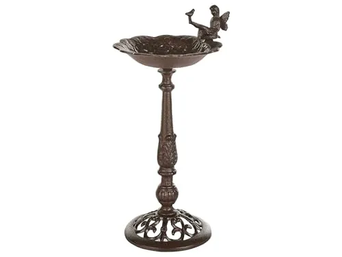 Garten-Vogeltränke Metall braun Antik-Optik 53 cm Waldfee LARK - Dekorative Vogeltränke aus handgefertigtem Eisen in Blumenform, ideal zur Unterstützung von Vögeln und Bienen. Perfekt für den Außenbereich und ein Blickfang in jedem Garten.
