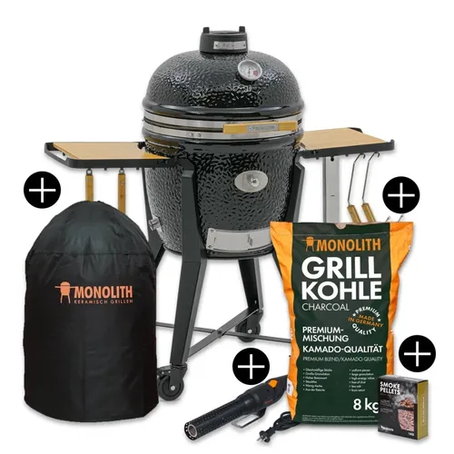 Monolith TWO.55 Keramikgrill Starterset mit Gestell und Zubehör - Vielseitiger Kamado-Grill aus hochwertiger Keramik für perfekte Grillergebnisse. Mit 44 cm Grillfläche und robustem Gestell ideal für Grillliebhaber.