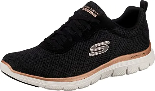 Skechers FLEX APPEAL 4.0 BRILLINAT VIEW Sneaker - Sneaker mit Air Cooled Memory Foam für optimalen Komfort, ideal für Freizeit und Sport. Größe 36, schwarz-rosé, sportlicher Halbschuh mit atmungsaktiver Dämpfung.