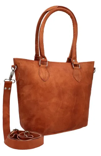 Gusti Shopper Leder - Therese Handtasche Damen, stilvolle Umhängetasche aus Fair-Trade-Ziegenleder mit Reißverschluss und praktischem Design