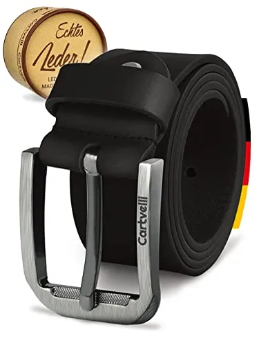 Cartvelli Premium Ledergürtel Herren Schwarz 100cm - Herren-Gürtel aus hochwertigem Echtleder, made in Germany, mit nickel-freier Schnalle und in edler Geschenkbox – ideal als stilvolles Geschenk.