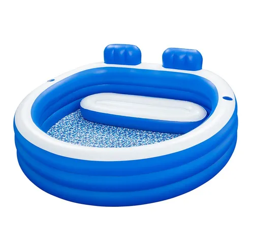 Bestway Splash Paradise Family Pool 231 x 219 x 79 cm - Swimmingpools – Geräumiger Family Pool mit 852 Litern Volumen, gemütlicher Sitzbank und praktischen Getränkehaltern für entspannte Sommertage.