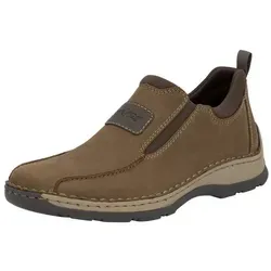 Rieker Herren Straßenslipper 05363-26 in Braun, Gr. 40 - Slipper & Loafer mit eleganter Optik aus braunem Veloursleder, ausgestattet mit Antistress-Technologie für optimalen Tragekomfort und Extraweite für breitere Füße.