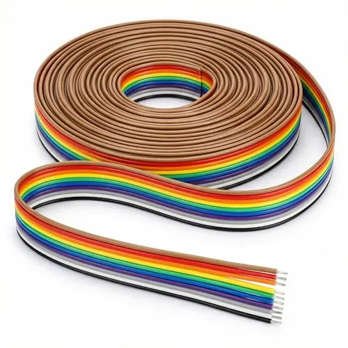 QWORK® Flachbandkabel, Jumper Kabel Breadboard Kabel 10 Polig 1,27mm Rastermaß für 2,54 mm Stiftleisten Steckverbinder, 6M