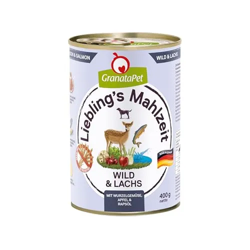 GranataPet Liebling's Mahlzeit Wild & Lachs, Nassfutter für Hunde, Hundefutter ohne Getreide & ohne Zuckerzusätze, Alleinfuttermittel, 6 x 400 g