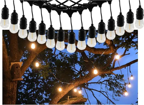 Biergarten-Lichterkette 12,5m IP65 - Wetterfeste LED-Lichterkette für Innen & Außen, ideal für Feste mit warmweißem Licht und energieeffizientem Design.