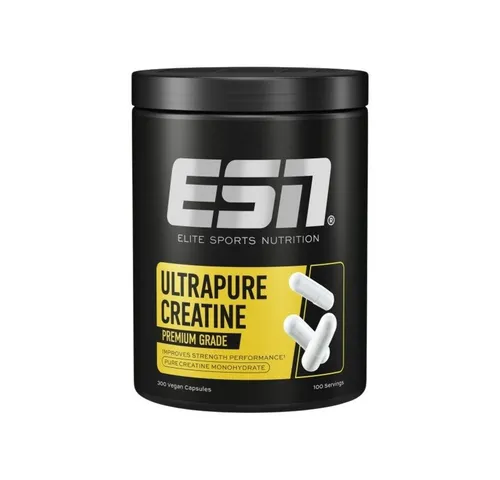 ESN Ultrapure Creatine Caps - 300 Kapseln - Sportnahrung mit 3,4g Creatin Monohydrat pro Tagesportion, ideal für 100 Tage, unterstützt Muskelwachstum und Leistungssteigerung.