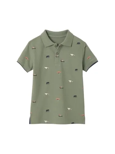 Vertbaudet Jungen Poloshirt mit Allover-Print Khaki 128